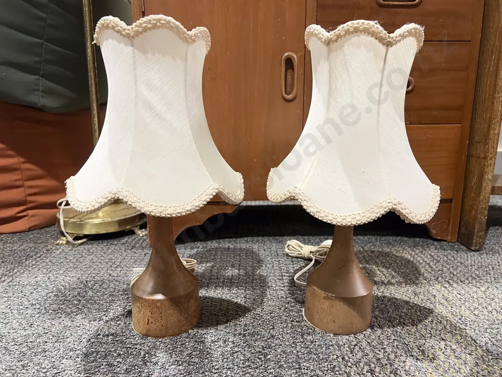 Pair of Wooden Table Lamps Image 1++