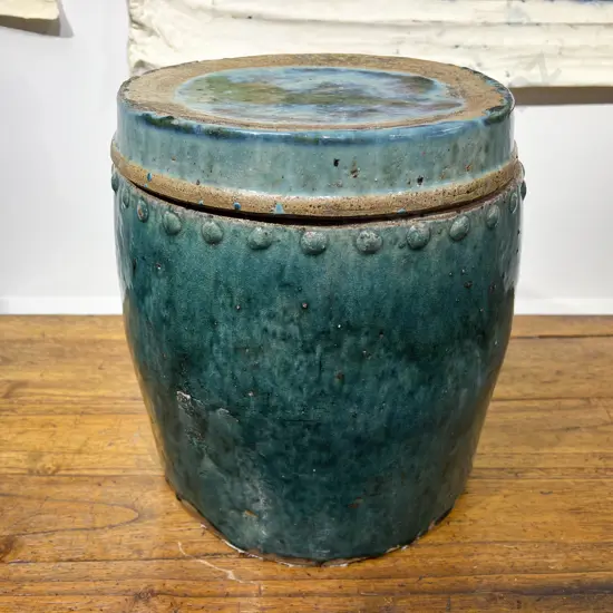 Glazed Pottery Lidded Planter