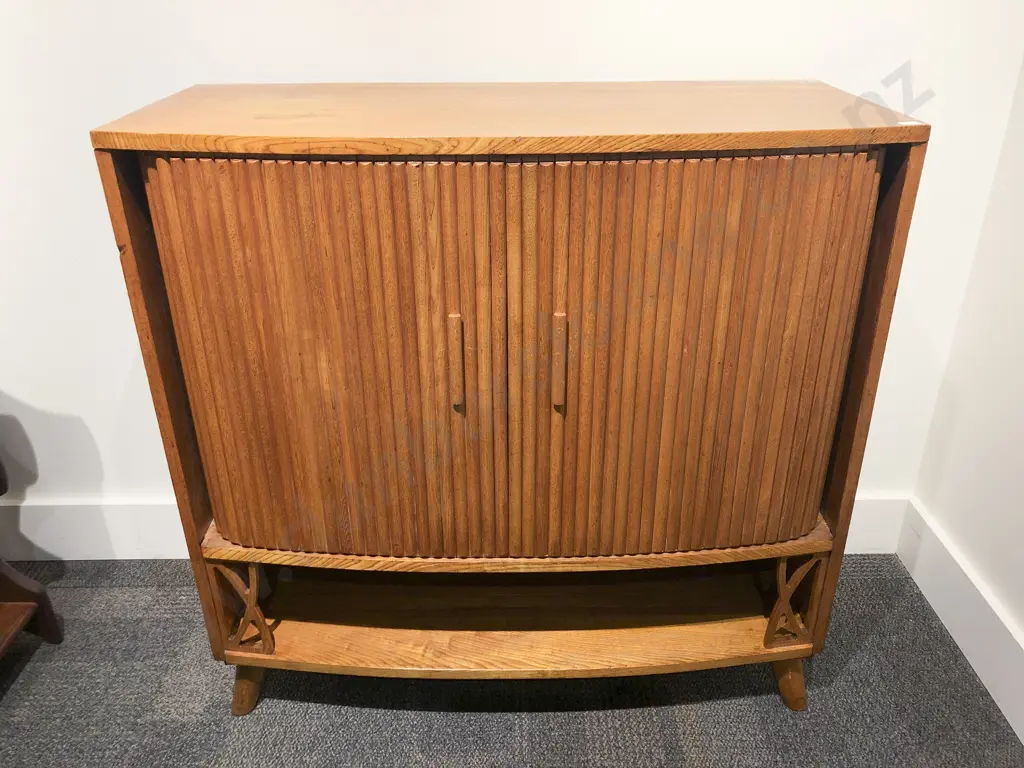 Mid Century Tambour Door Record/Drinks Cabinet Image 1++