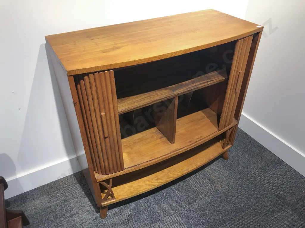 Mid Century Tambour Door Record/Drinks Cabinet Image 1++