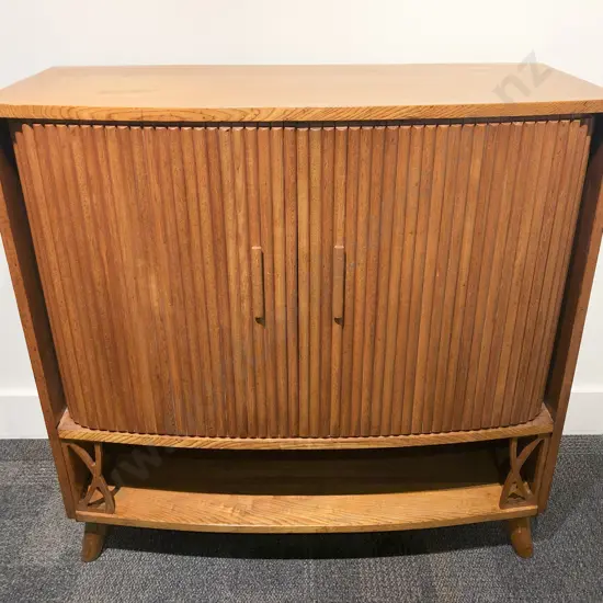 Mid Century Tambour Door Record/Drinks Cabinet