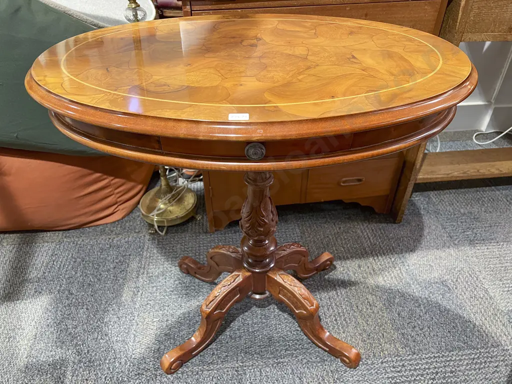 Repro. Oval Single Drawer Occ. Table Image 1++