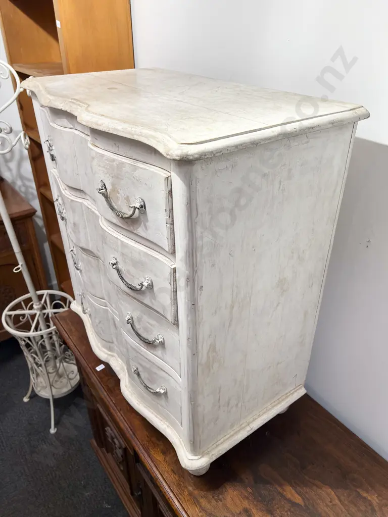 Distressed White Painted Four Drawer Side Chest Image 1++