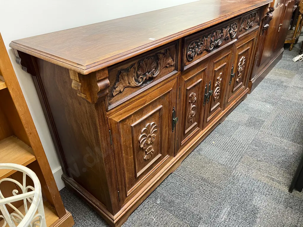Repro. Carved Door Sideboard Image 1++