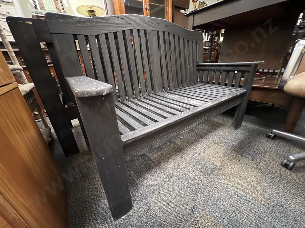 Pair of Slatted Outdoor Benches Image 1++