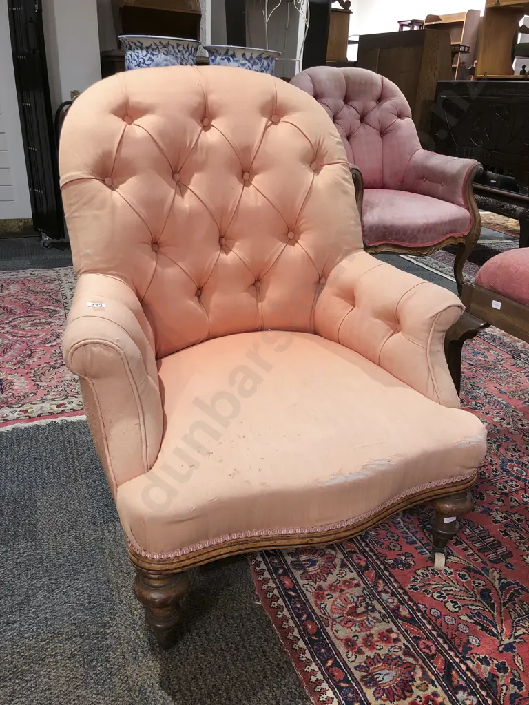 Victorian Walnut Button Back Armchair Image 1++