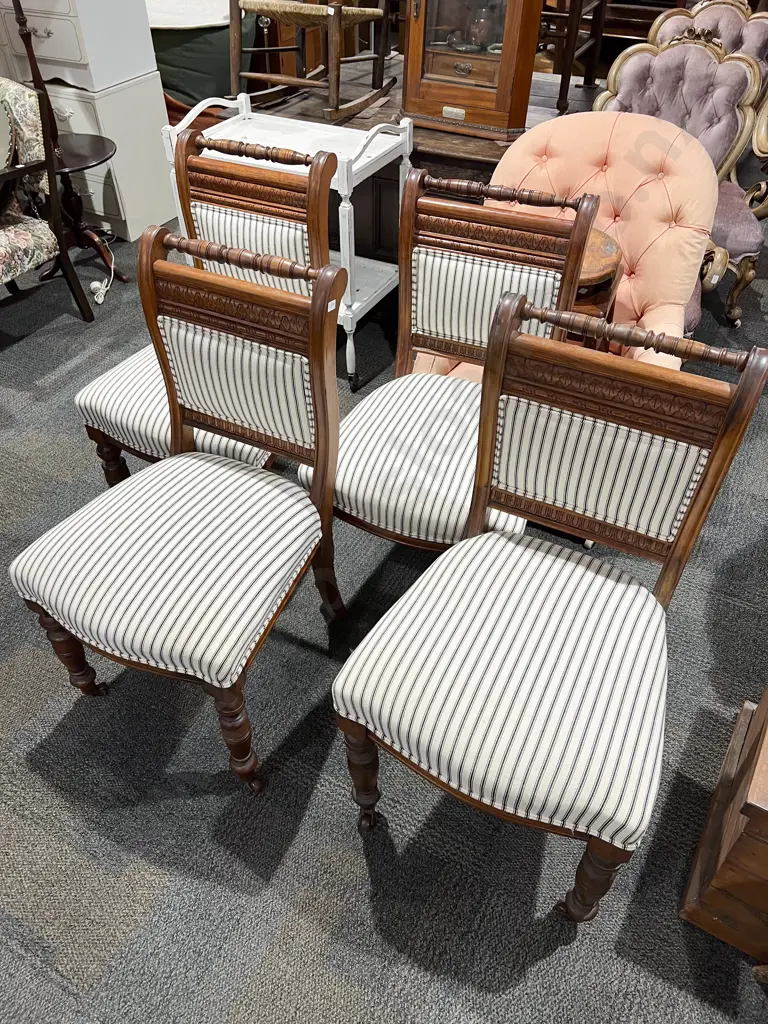 Set of Four Roll Back Dining Chairs Image 1++