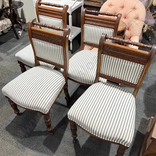 Set of Four Roll Back Dining Chairs