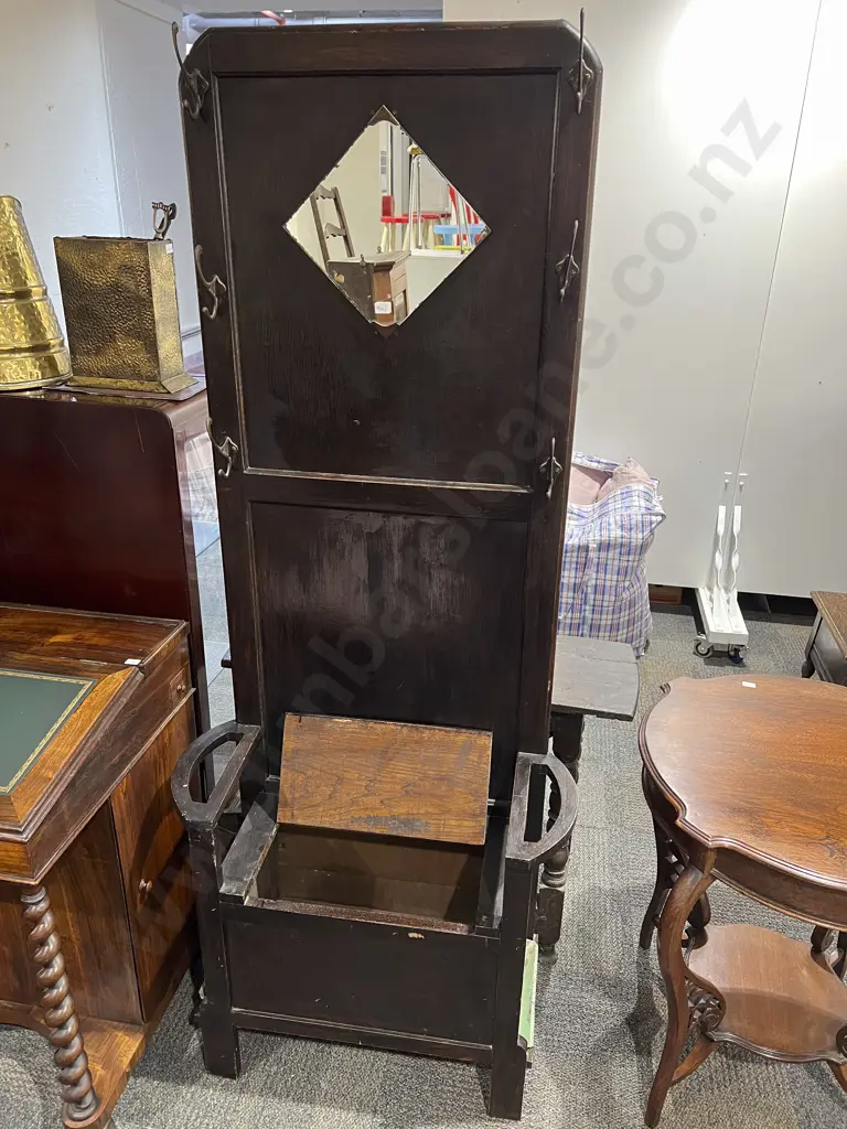 Stained Oak Mirror Hall Stand Image 1++