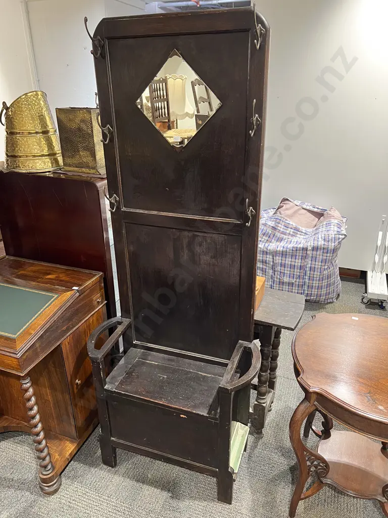 Stained Oak Mirror Hall Stand Image 1++