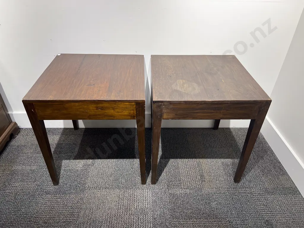 Pair of Elm Side Tables with Tapered Legs Image 1++