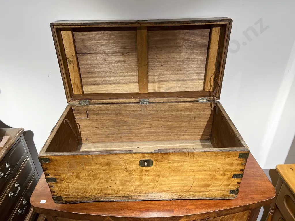Early C19th Camphor Wood and Brass Bound Sea Chest Image 1++