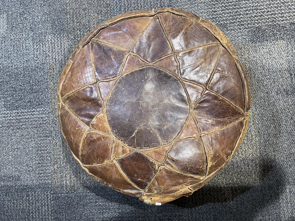 Leather Patch Work Pouffe Image 1++