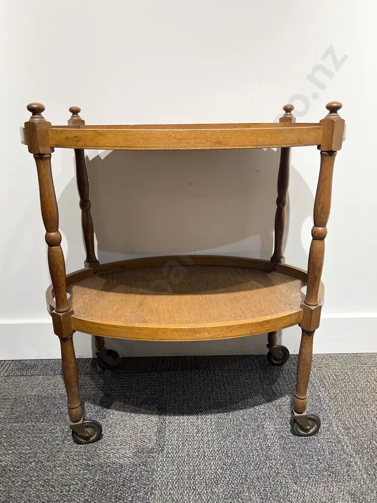 Oval Oak Two Tier Tea Trolley Image 1++