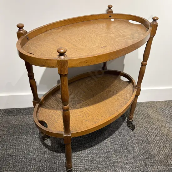 Oval Oak Two Tier Tea Trolley