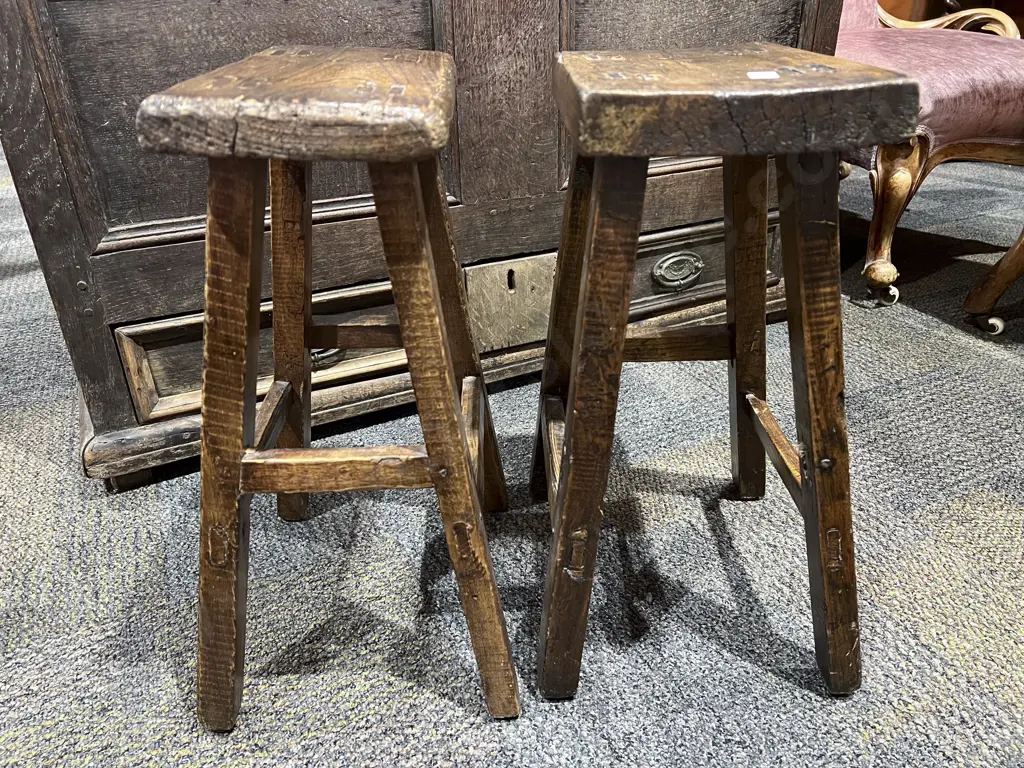 Pair of Chinese Elm Stools Image 1++