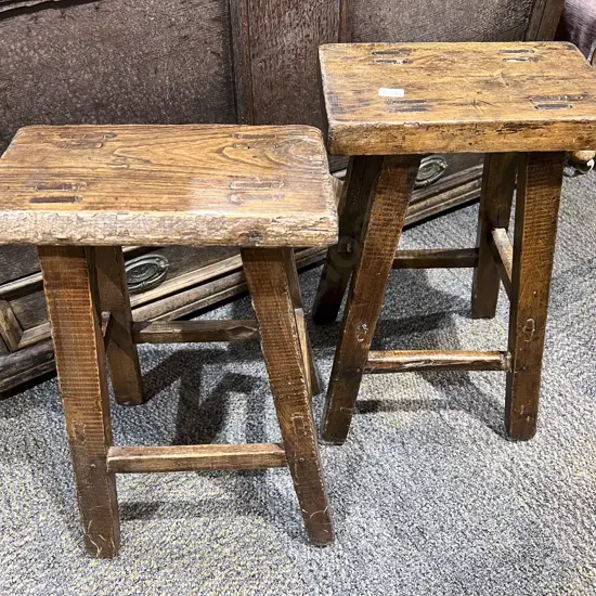Pair of Chinese Elm Stools