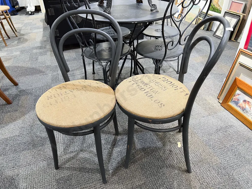 Pair of Hessian Seated Bentwood Chairs Image 1++