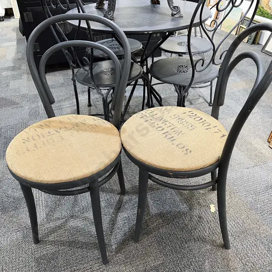 Pair of Hessian Seated Bentwood Chairs