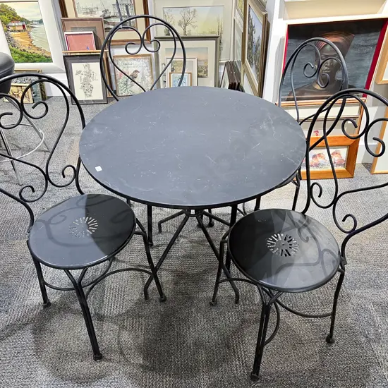 Wrought Metal Outdoor and Four Chairs