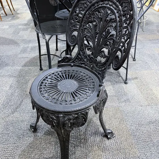 Ebonized Wrought Iron Outdoor Chair