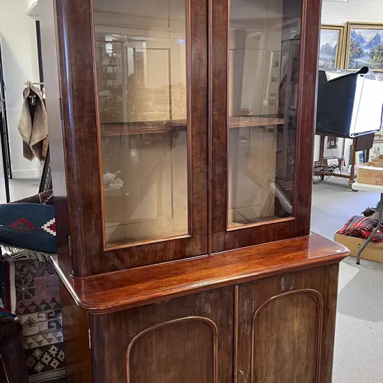 Vict. Mahogany Glazed Bookcase Cabinet