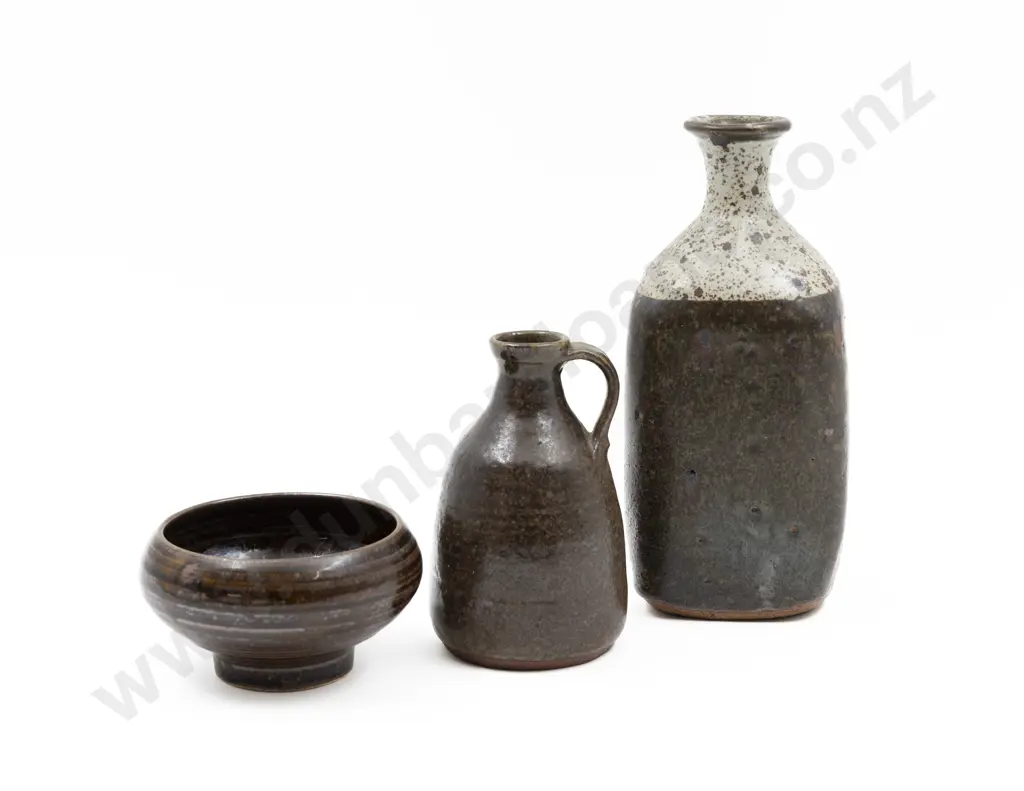 Two Bottle Vases & Small Bowl Image 1++