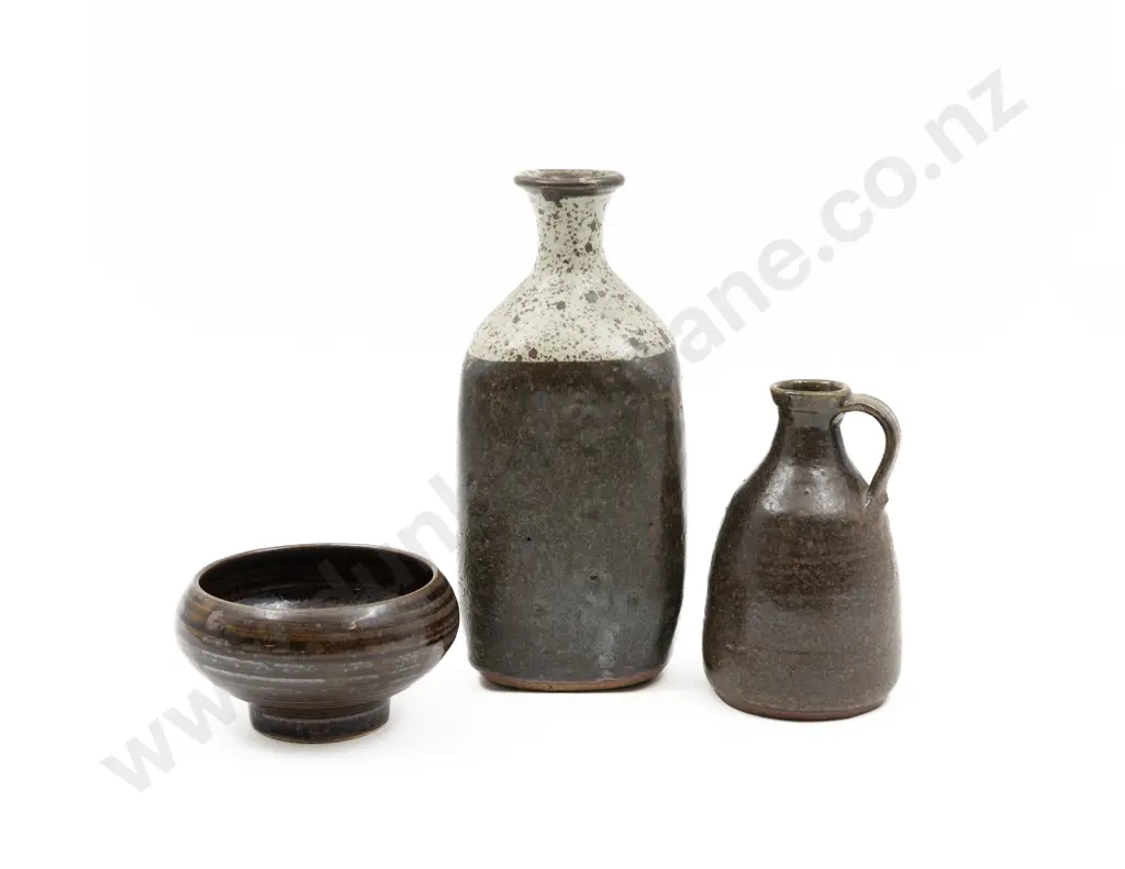 Two Bottle Vases & Small Bowl Image 1++