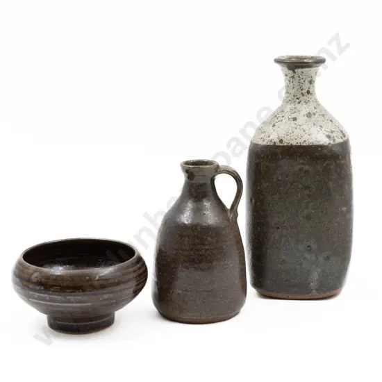 Two Bottle Vases & Small Bowl