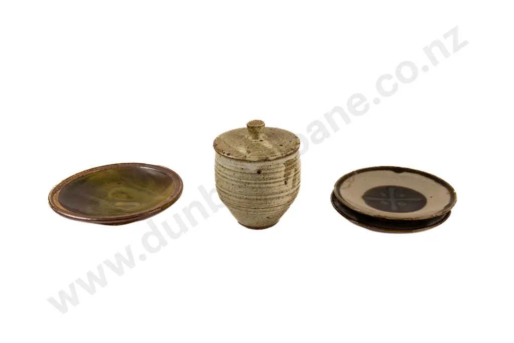 Lidded Canister & Three Plates Image 1++