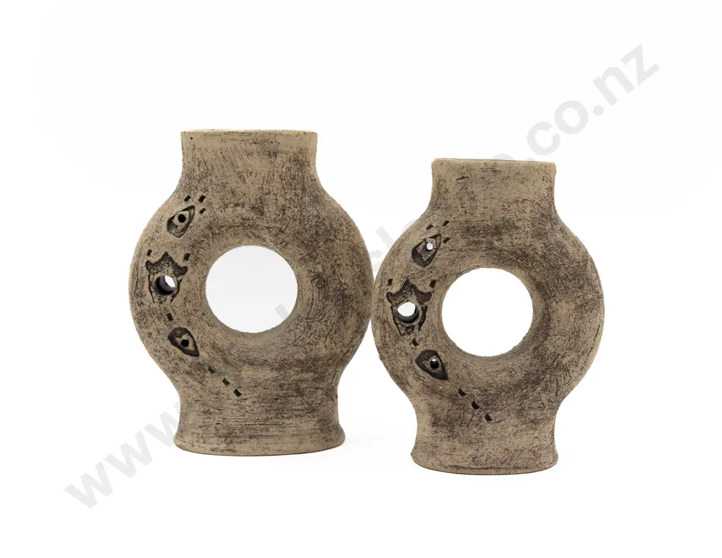 Graduated Pair Archaic Form Ikebana Vases Image 1++