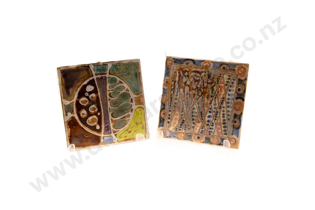 Two John Lawrence Hand Painted Tiles Image 1++