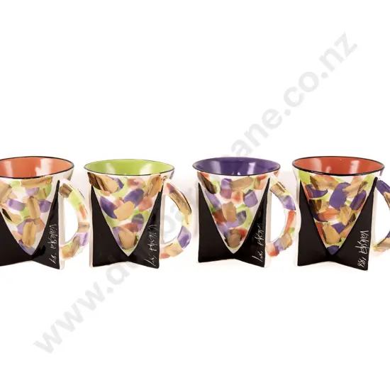 Four Valeska Hand Painted Coffee Mugs