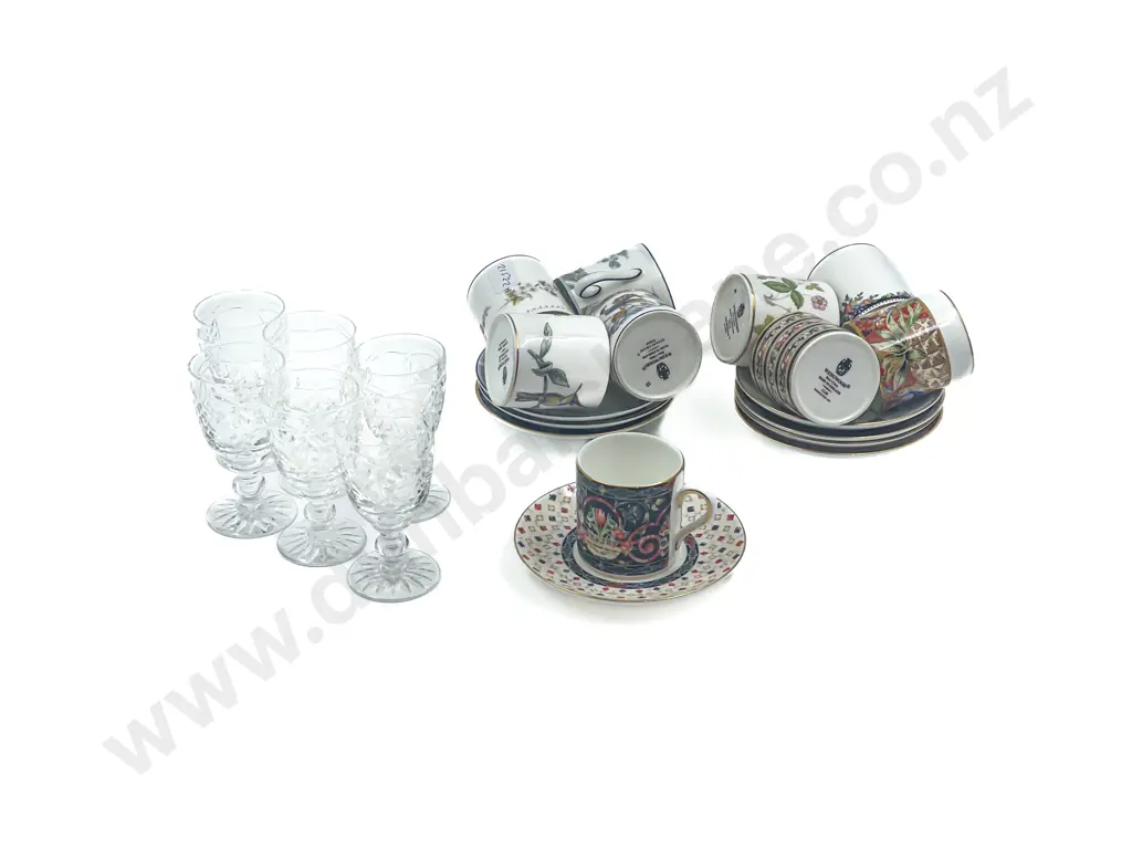 Assorted Wedgwood Demitasse Cups and Saucers Together with Six Webb & Corbett Glasses Image 1++