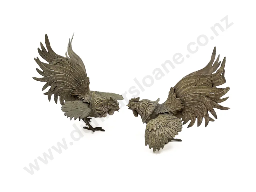 Pair of Fighting Roosters Image 1++