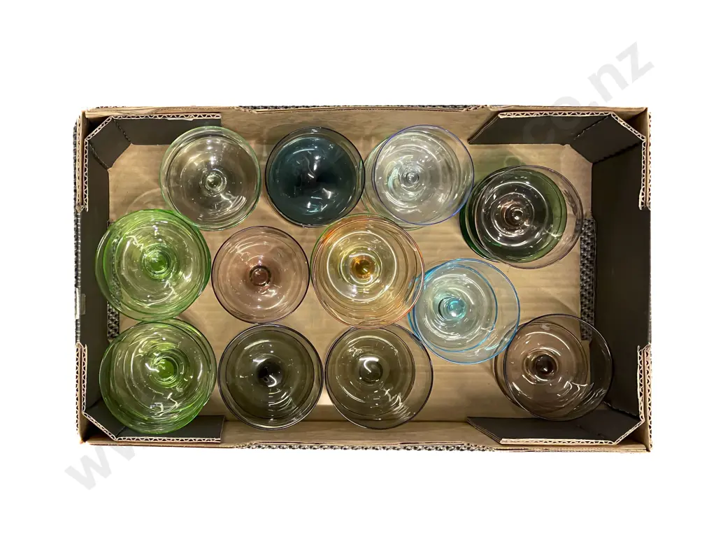 Box Quantity of Assorted Coloured Glass Sundae Dishes Image 1++