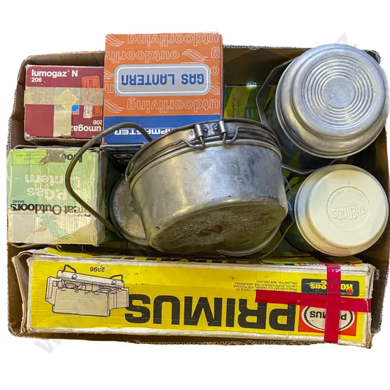 Box Quantity of Assorted Camping Cookware etc