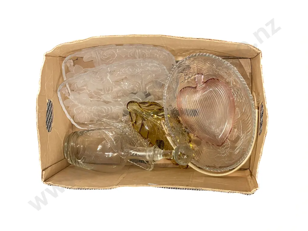 Quantity of Assorted Pressed Glass Serving Ware etc Image 1++
