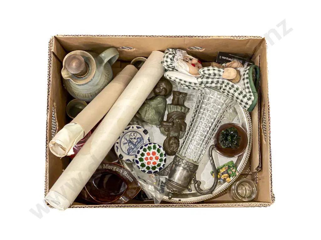Box Quantity of Assorted Including Ewer Art Glass Paperweight etc Image 1++