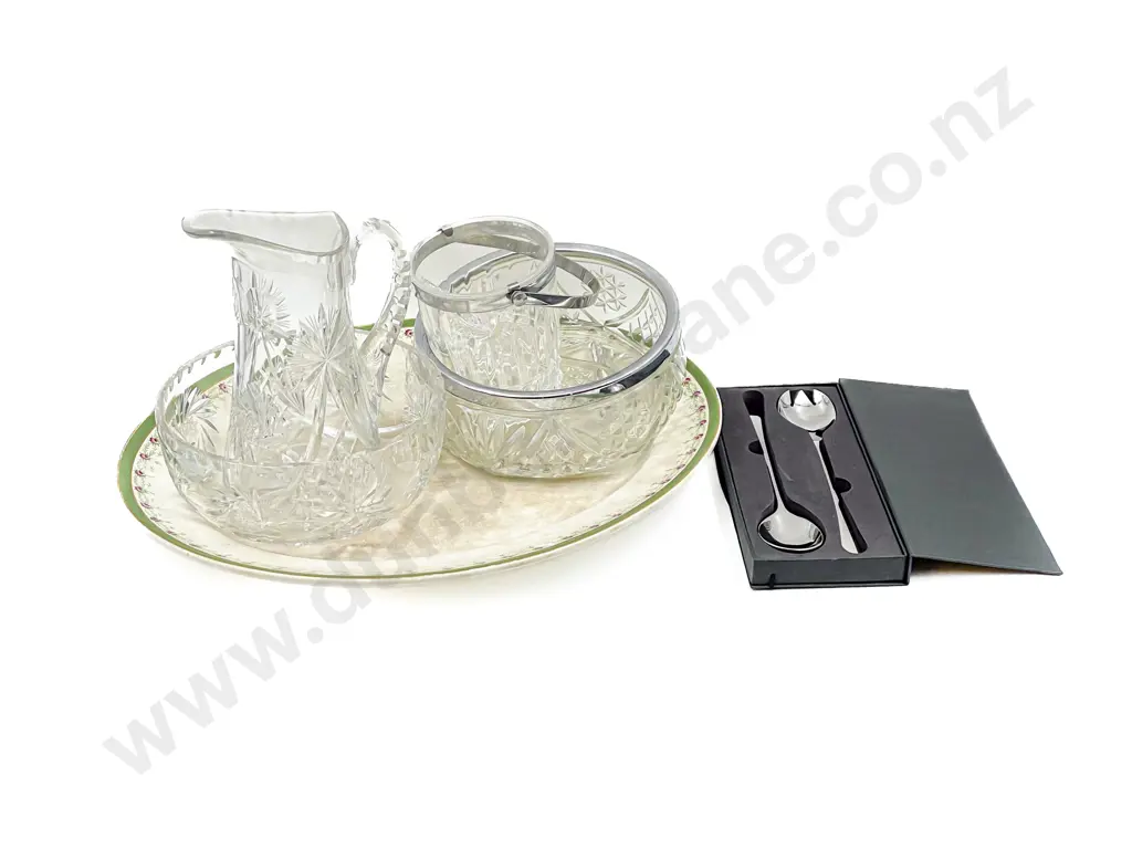 Wedgwood Ashet Together with Pressed Glass Salad Bowl etc Image 1++