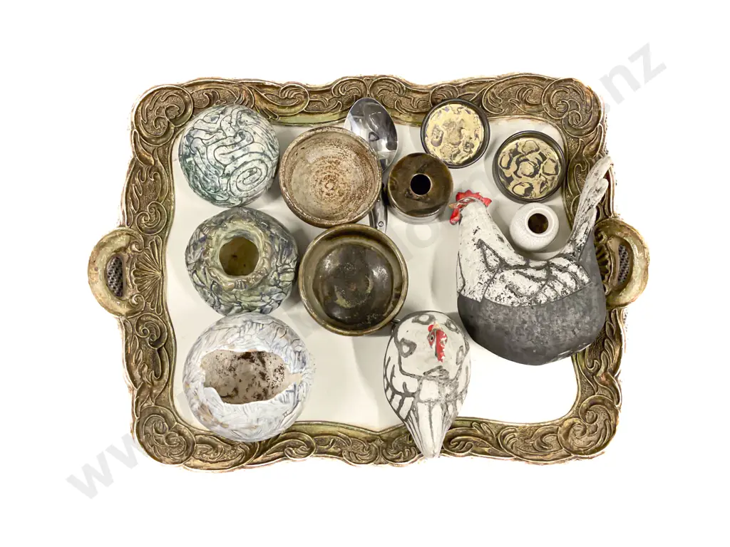 Quantity of Assorted Pottery etc on Decorative Tray Image 1++