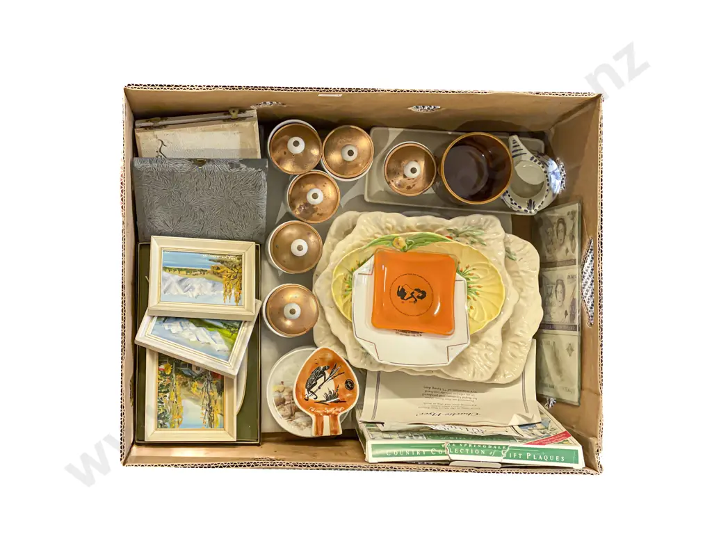 Two Boxes Including Assorted China and Novelty Salt and Peppers Image 1++