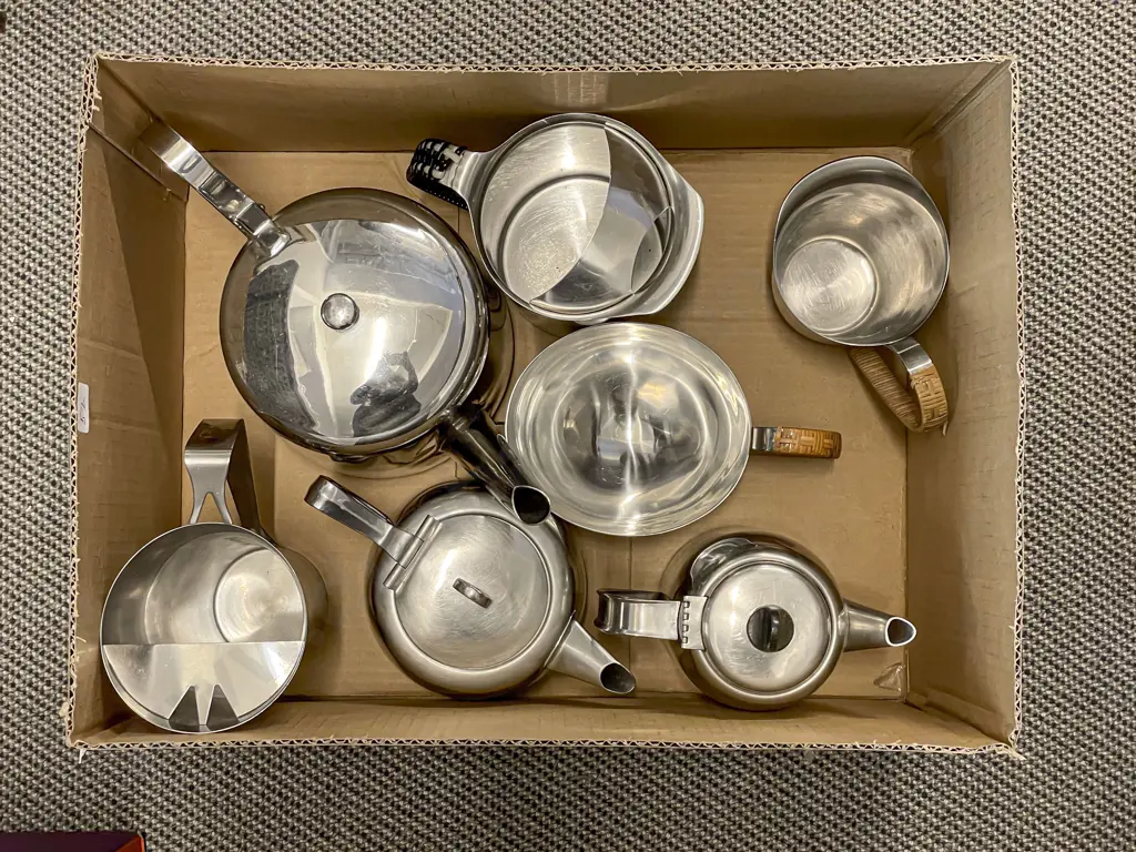 Two Boxes of Assorted Mid Century S/Steel Ware incl Scandinavian Image 1++