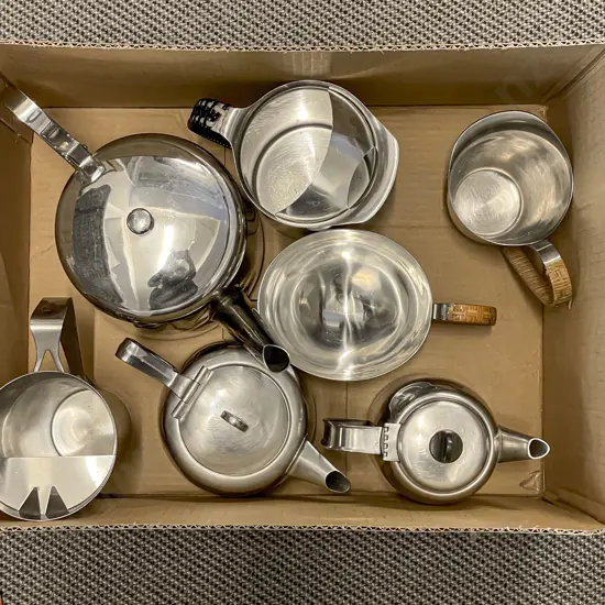 Two Boxes of Assorted Mid Century S/Steel Ware incl Scandinavian
