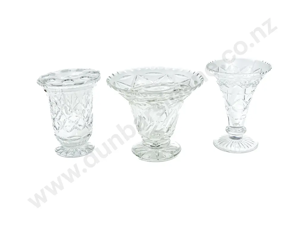 Three Assorted Crystal Vases Image 1++