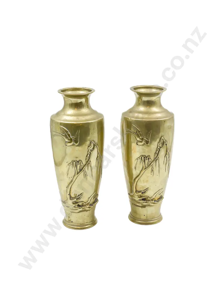 Pair of Heavy Brass Decorative Vases Image 1++