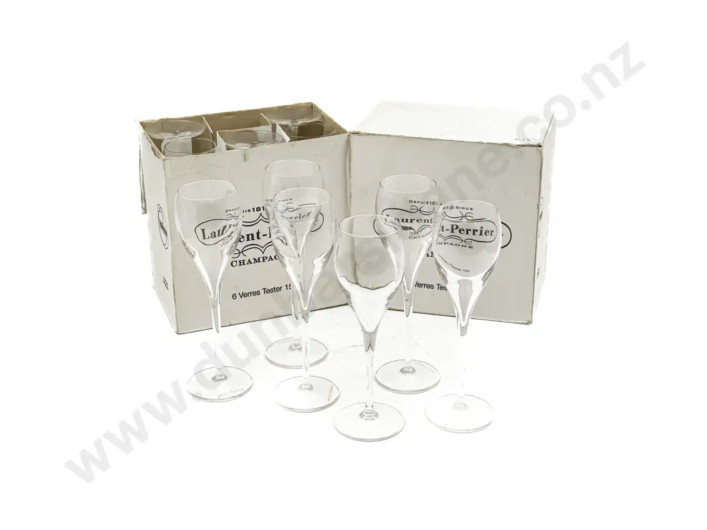 Three Boxes of Six Laurent Perrier Champagne Glasses Image 1++