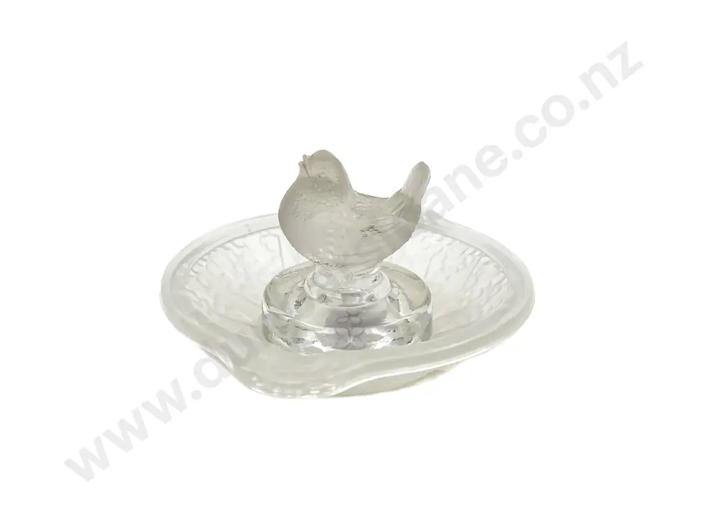Etling Glass Dish together with Lalique Style Chook Ornament Image 1++