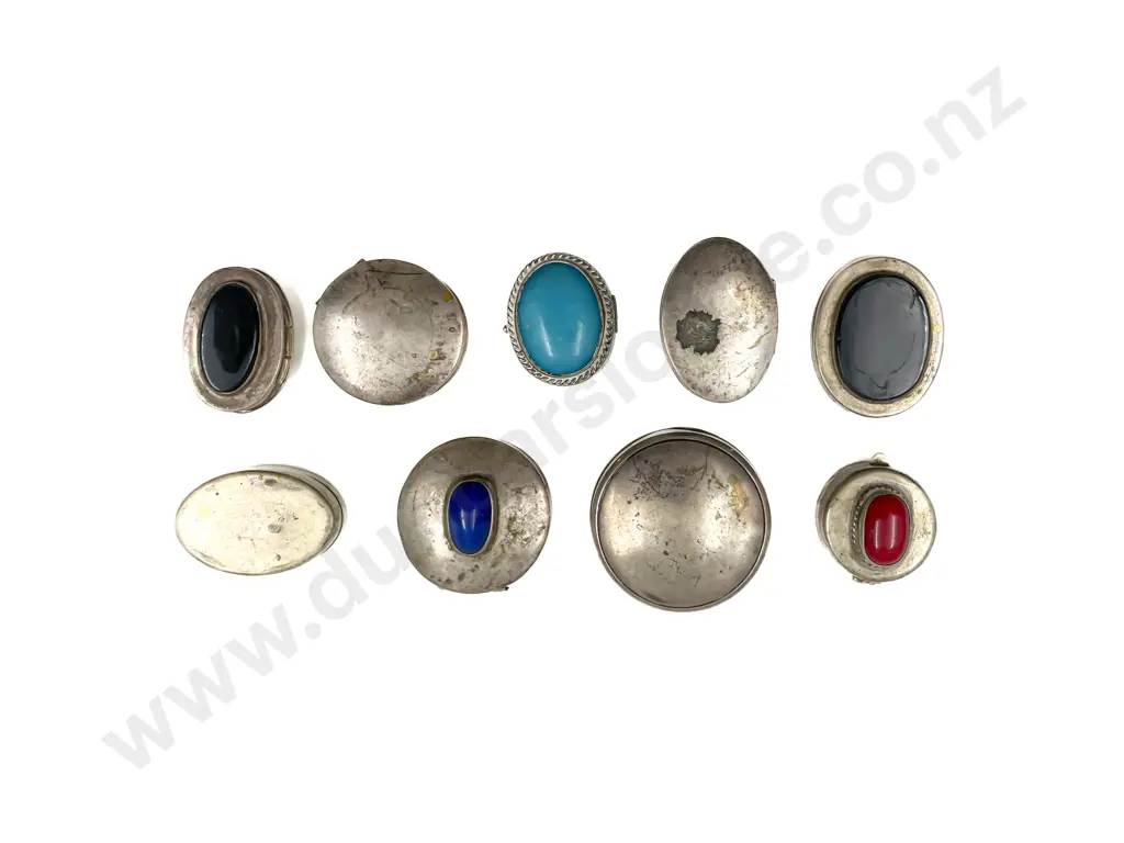 Quantity of Mostly Silver Pill Boxes etc Image 1++