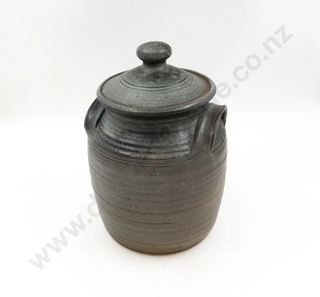 English Stoneware Lidded Crock Image 1++